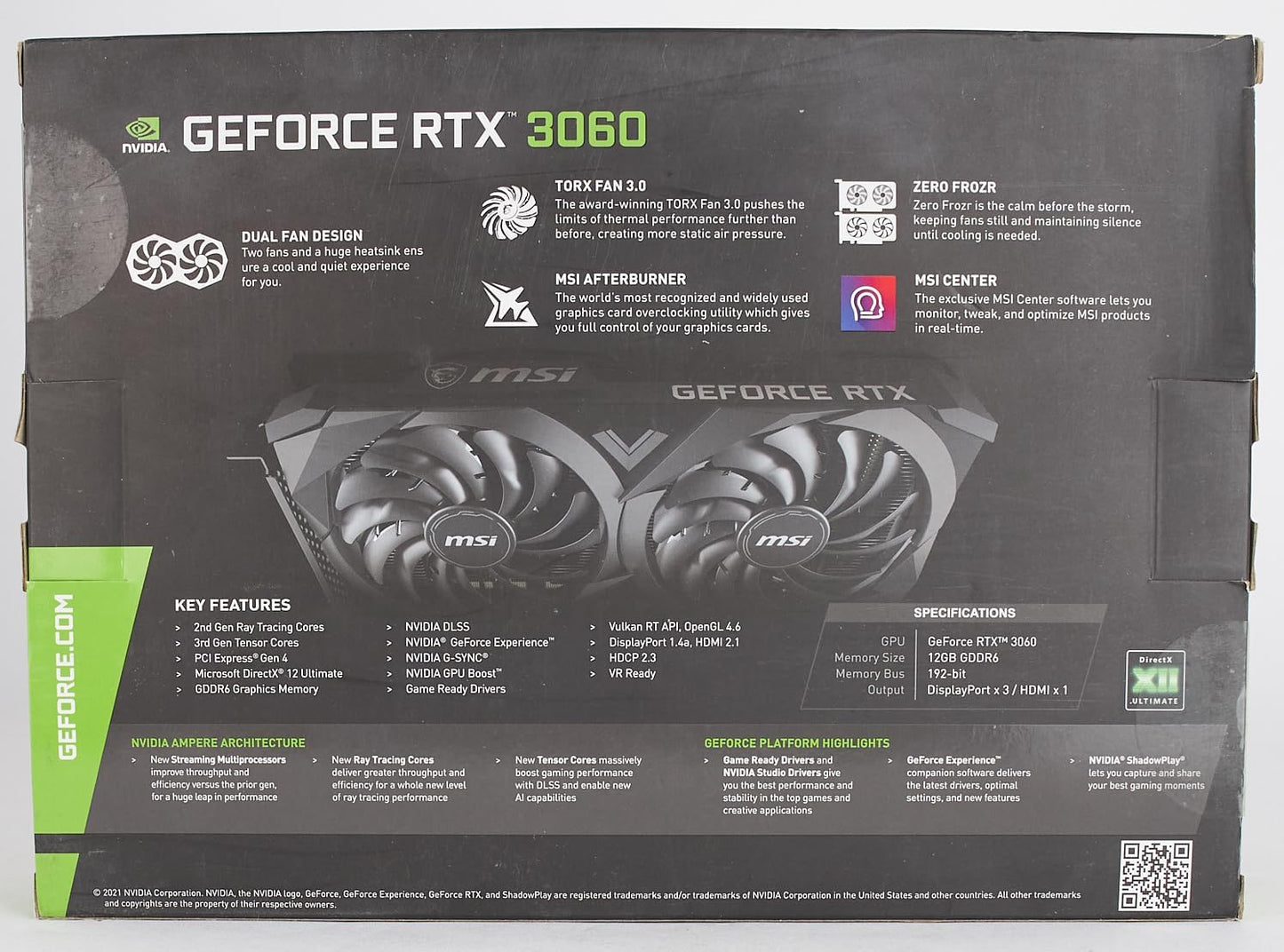 MSI Gaming GeForce RTX 3060 12GB 15 Gbps GDRR6