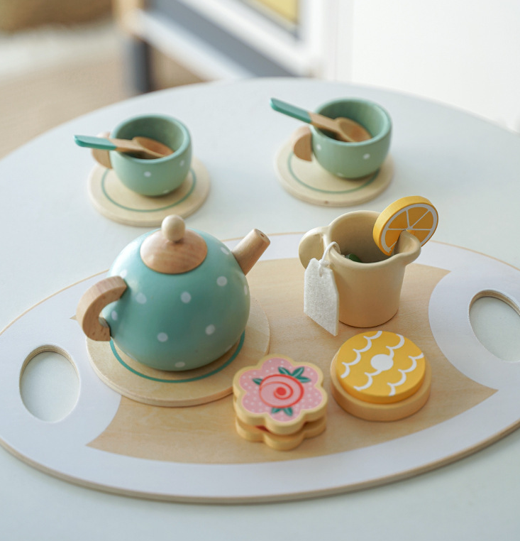 Children's Home Afternoon Tea Desserts Cake Sales Teapot Cups Tea Set Wooden Christmas Toys Gifts